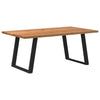 Eettafel Rechthoekig 180X100X74 Cm Massief Eikenhout Lichtbruin Zwart