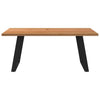 Eettafel Rechthoekig 180X100X74 Cm Massief Eikenhout Lichtbruin Zwart