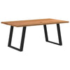 Eettafel Rechthoekig 180X100X74 Cm Massief Eikenhout Lichtbruin Zwart