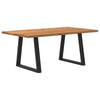 Eettafel Rechthoekig 180X100X74 Cm Massief Eikenhout Lichtbruin Zwart