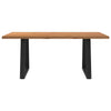Eettafel Rechthoekig 180X100X74 Cm Massief Eikenhout Lichtbruin Zwart