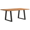Eettafel Rechthoekig 180X100X74 Cm Massief Eikenhout Lichtbruin Zwart