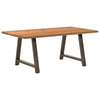 Eettafel Rechthoekig 220X120X74 Cm Massief Eikenhout Lichtbruin Natuurlijk Staal