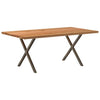Eettafel Rechthoekig 200X80X74 Cm Massief Eikenhout Lichtbruin Natuurlijk Staal