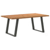 Eettafel Met Natuurlijke Rand 220X80X74 Cm Massief Eikenhout Antraciet