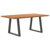 Eettafel Met Natuurlijke Rand 240X80X74 Cm Massief Eikenhout Antraciet