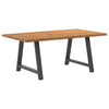 Eettafel Met Natuurlijke Rand Massief Eikenhout Rechthoekig Antraciet