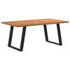 Eettafel Met Natuurlijke Rand 240X100X74 Cm Massief Eikenhout Zwart