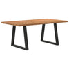 Eettafel Met Natuurlijke Rand 200X100X74 Cm Massief Eikenhout Zwart