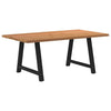 Eettafel Met Natuurlijke Rand Massief Eikenhout Rechthoekig Zwart