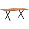 Eettafel Met Natuurlijke Rand Massief Eikenhout Rechthoekig Zwart