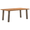 Eettafel Met Natuurlijke Rand 220X100X74 Cm Massief Eikenhout Natuurlijk Staal