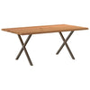 Eettafel Met Natuurlijke Rand Massief Eikenhout Rechthoekig Natuurlijk Staal