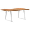 Eettafel Met Natuurlijke Rand 220X100X74 Cm Massief Eikenhout Wit