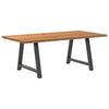 Eettafel Rechthoekig 220X100X74 Cm Massief Eikenhout Lichtbruin Antraciet