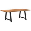 Eettafel Rechthoekig 240X90X74 Cm Massief Eikenhout Lichtbruin Zwart