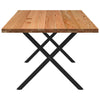 Eettafel Rechthoekig 200X100X74 Cm Massief Eikenhout Lichtbruin Zwart