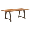 Eettafel Rechthoekig 220X120X74 Cm Massief Eikenhout Lichtbruin Natuurlijk Staal
