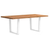 Eettafel Met Natuurlijke Rand 200X100X74 Cm Massief Eikenhout Wit
