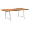 Eettafel Rechthoekig 180X90X74 Cm Massief Eikenhout Lichtbruin Wit