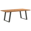 Eettafel Met Natuurlijke Rand 220X80X74 Cm Massief Eikenhout Antraciet