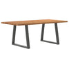 Eettafel Met Natuurlijke Rand 240X80X74 Cm Massief Eikenhout Antraciet
