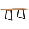 Eettafel Met Natuurlijke Rand 200X100X74 Cm Massief Eikenhout Zwart