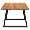 Eettafel Met Natuurlijke Rand 200X100X74 Cm Massief Eikenhout Zwart