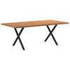 Eettafel Met Natuurlijke Rand Massief Eikenhout Rechthoekig Zwart
