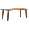 Eettafel Met Natuurlijke Rand 220X100X74 Cm Massief Eikenhout Natuurlijk Staal