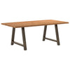 Eettafel Met Natuurlijke Rand Massief Eikenhout Rechthoekig Natuurlijk Staal