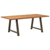 Eettafel Met Natuurlijke Rand Massief Eikenhout Rechthoekig Natuurlijk Staal