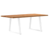 Eettafel Met Natuurlijke Rand 220X100X74 Cm Massief Eikenhout Wit