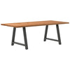 Eettafel Rechthoekig 220X100X74 Cm Massief Eikenhout Lichtbruin Antraciet
