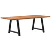 Eettafel Rechthoekig 240X90X74 Cm Massief Eikenhout Lichtbruin Zwart