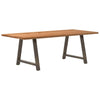 Eettafel Rechthoekig 220X120X74 Cm Massief Eikenhout Lichtbruin Natuurlijk Staal