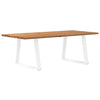 Eettafel Rechthoekig 200X80X74 Cm Massief Eikenhout Lichtbruin Wit