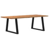 Eettafel Rechthoekig 180X100X74 Cm Massief Eikenhout Lichtbruin Zwart