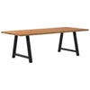 Eettafel Rechthoekig 240X90X74 Cm Massief Eikenhout Lichtbruin Zwart