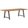 Eettafel Rechthoekig 220X120X74 Cm Massief Eikenhout Lichtbruin Natuurlijk Staal