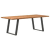 Eettafel Met Natuurlijke Rand 220X80X74 Cm Massief Eikenhout Antraciet