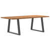 Eettafel Met Natuurlijke Rand 240X80X74 Cm Massief Eikenhout Antraciet