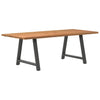 Eettafel Met Natuurlijke Rand Massief Eikenhout Rechthoekig Antraciet