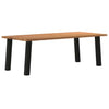 Eettafel Met Natuurlijke Rand Massief Eikenhout Rechthoekig Zwart
