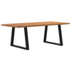 Eettafel Met Natuurlijke Rand 200X100X74 Cm Massief Eikenhout Zwart