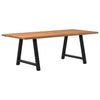 Eettafel Met Natuurlijke Rand Massief Eikenhout Rechthoekig Zwart