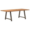 Eettafel Met Natuurlijke Rand Massief Eikenhout Rechthoekig Natuurlijk Staal
