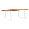 Eettafel Met Natuurlijke Rand 220X100X74 Cm Massief Eikenhout Wit