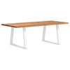Eettafel Met Natuurlijke Rand 220X100X74 Cm Massief Eikenhout Wit