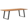 Eettafel Met Natuurlijke Rand 220X80X74 Cm Massief Eikenhout Antraciet
